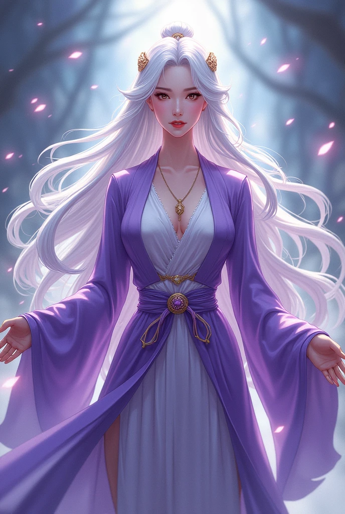 Chinese Comics,Battle Through the Heavens:(Goddess Little Doctor),
Long hair,White hair,Purple clothes,