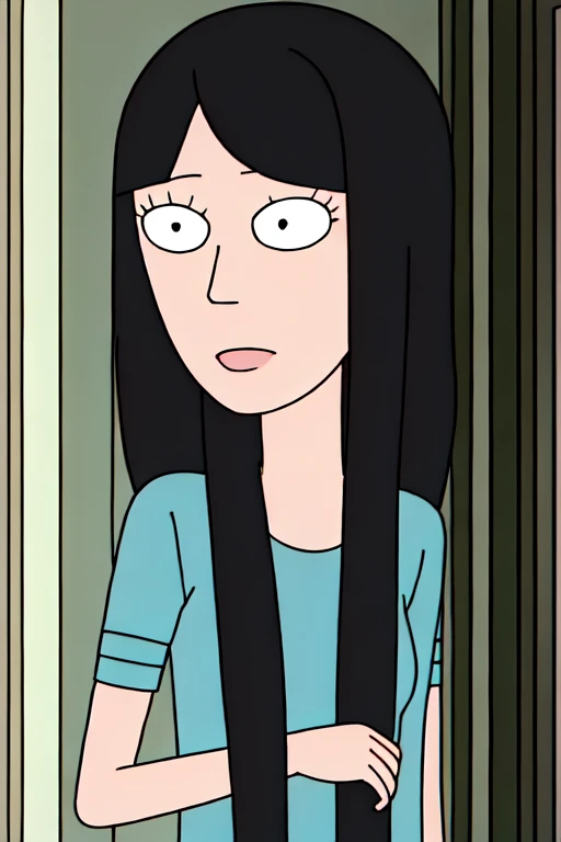 Curvy blue eyed girl with long wavy black hair and small , (extreme nsfw)2.5