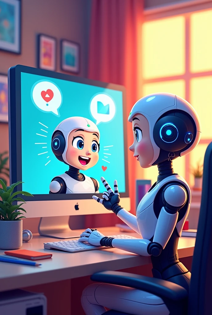 Create a studio imege with pc  mak with ai cartoon speak video 