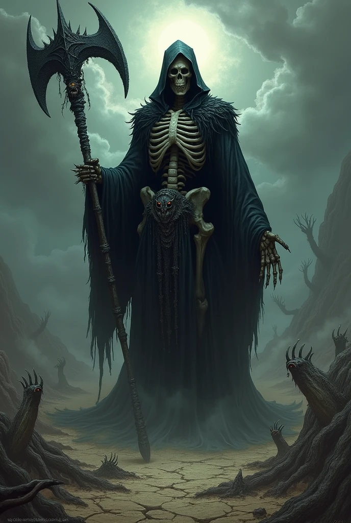 Generate me the primal god of death and suffering.