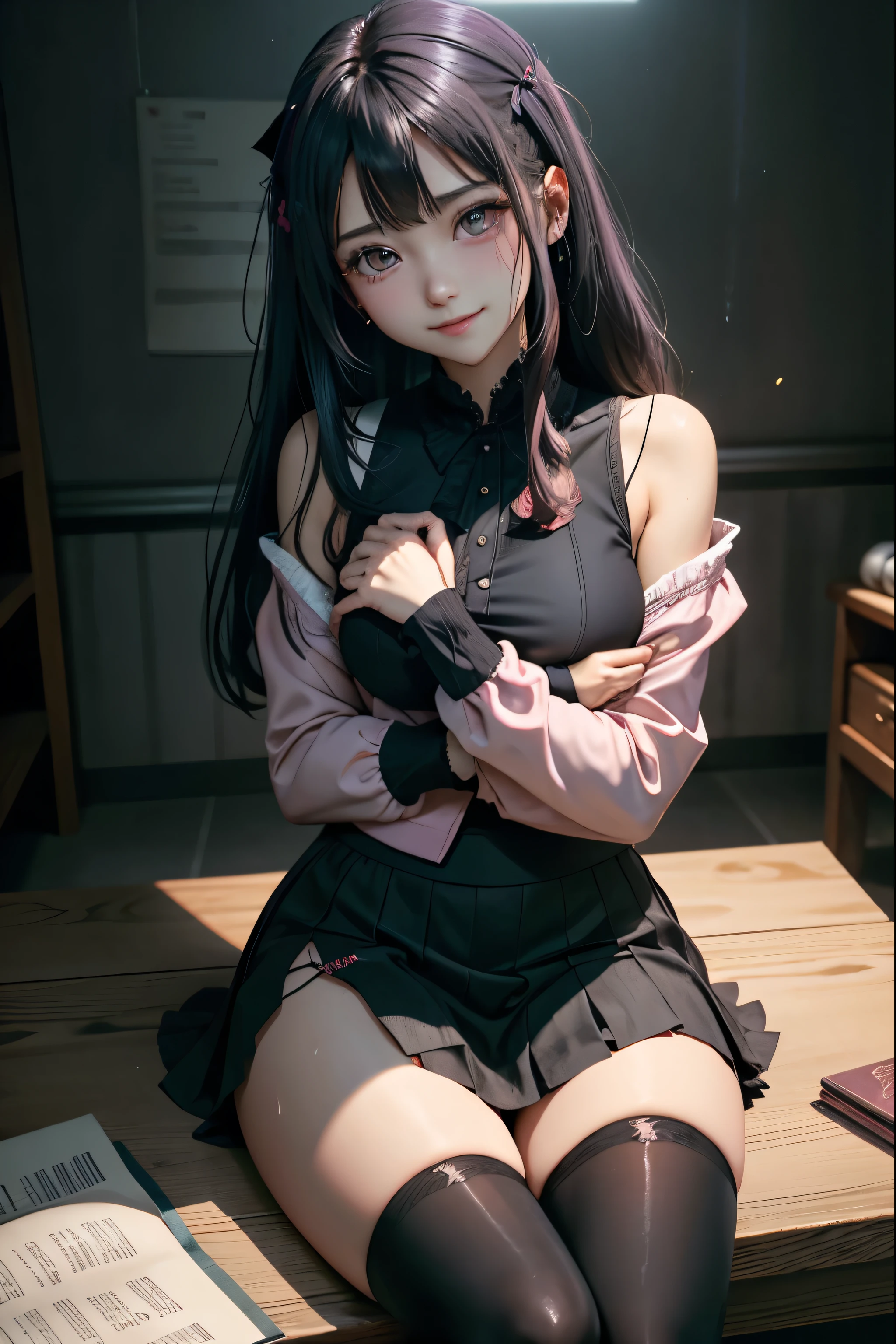 high school girlブレザー、high school girl、Red checked skirt、JK Style、Jacket、smile、garter、Knee socks、Panty stocking、Otherworldly beauty、Really cute、boredom、Extraordinary beauty、Dark black eyeshadow、sorrow、Good skin radiance、Long Hair Straight Hair、Dark Gothic Makeup、Dark smile、Beautiful woman、Stained Glass Background、On the table、Highest quality、5 reference books、Sweat glistens on my chest、Sweat glistens on my face、Thigh sweat、sweating、Black frill East size Regular size、Dark pink hair、、Sweat on your thighs、Sweat a lot and become sticky。、My thighs are sticky and shiny、Sweating on thighs and chest、Small breasts、Slightly slim、Sweating all over the body、play piano、sit and play an instrument、Thin legs、Two people、Lesbian couple、hug、My girlfriend has a really cute face、My female friend has a very beautiful face.、Do lesbian play、Super straight hair、Extremely fair skin、