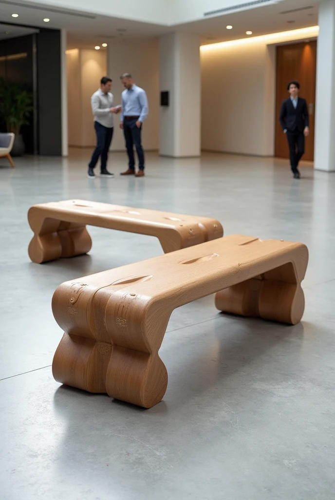 Bench with innovative design with backrest made from modules that can form other shapes 