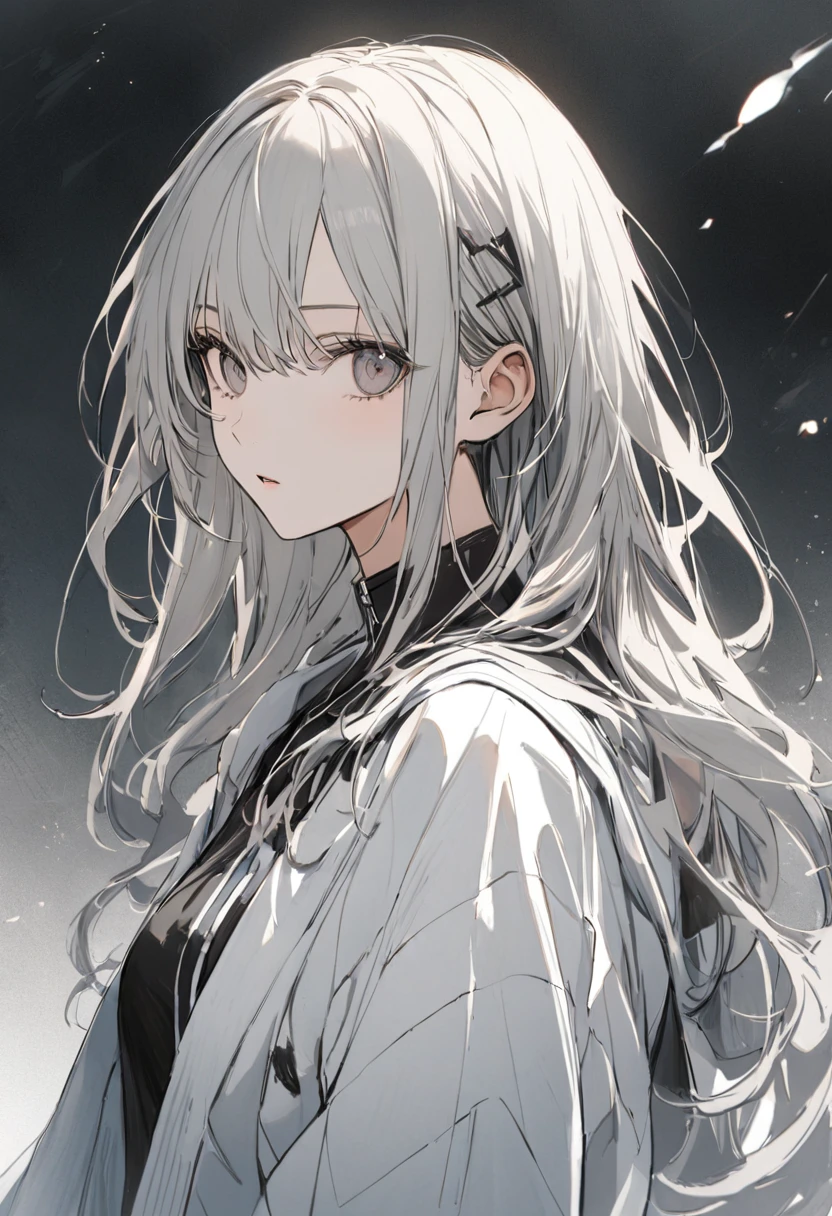 (One person, slim,Small breasts,bangs,Silver long hair,slope_eye),break,(Yawning with a sleepy face after waking up),break,Conceptual Art, masterpiece, Super Detail, Attention to detail, high quality, 最high quality, High resolution、negativeXL_d