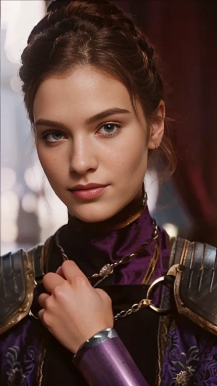 A close-up of a woman in a purple outfit holding a sword, portrait of baldur&#39;s gate character, Close-up of character portrait, close-up character portrait, close up character art, Liliana Vess, Detailed character portrait, seductive hypnotist woman, character art portrait, fantasy character portrait, character portrait art, graphic artist magali villeneuve, Portrait of an elf witch