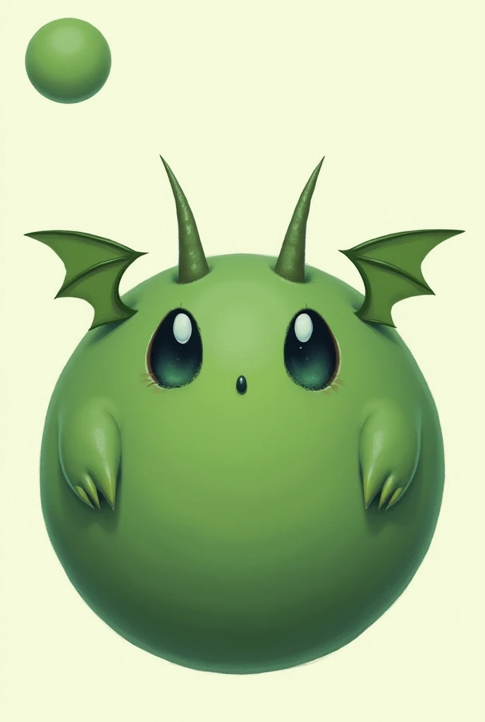 Make me a green circle, with eyes located on the wings, two big horns