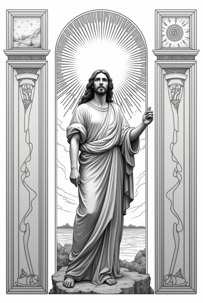 DESIGN LIKE AN ARTIST WHO KNOWS HOW TO MAKE VECTORS AND CREATE A DECORATIVE PAINTING (SHOW ME THE IMAGE IN VECTOR, I.E. BLACK AND WHITE) YOU MUST DESIGN A TRIPTYCH TYPE DECORATIVE PAINTING, THAT CARRIES AN IMAGE RELATED TO THIS VERSE: jeremiah 1:19 I WANT THE IMAGE TO HAVE SOMETHING OF THE VERSE AND ALSO THE IMAGE