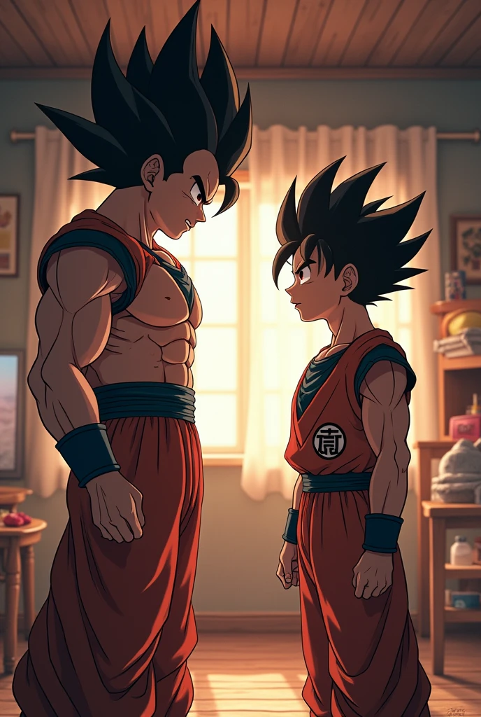 Vegeta yelling at Goku in his house