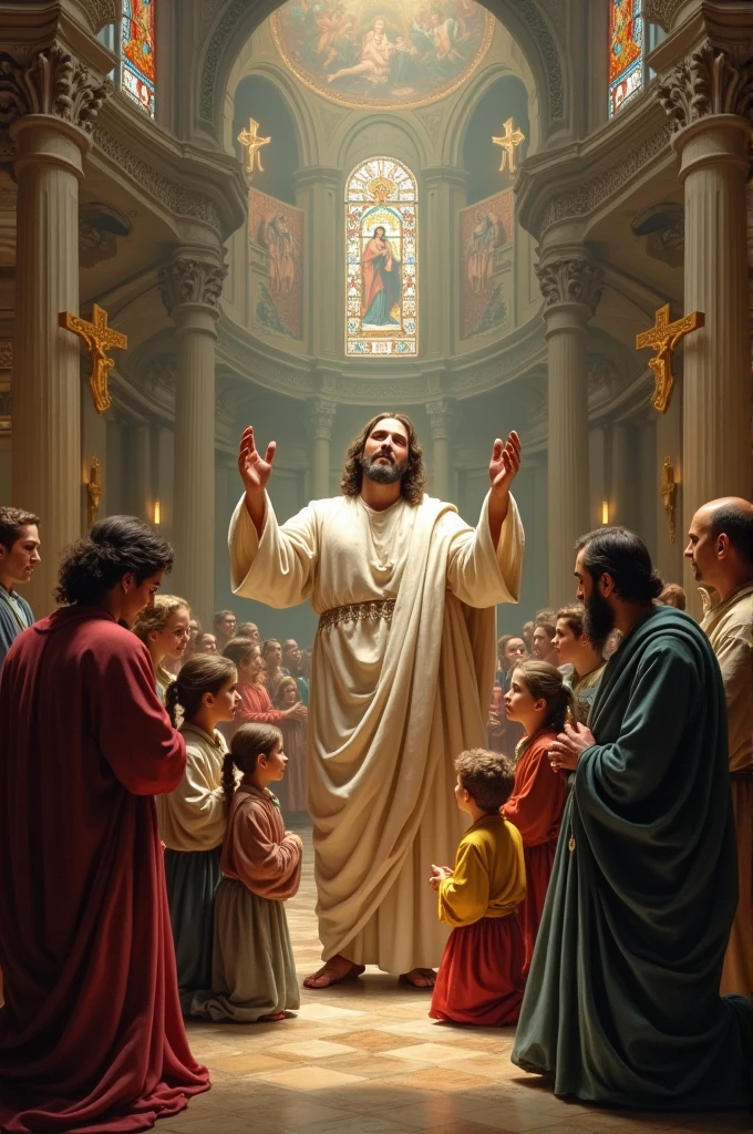 Christ with praying families