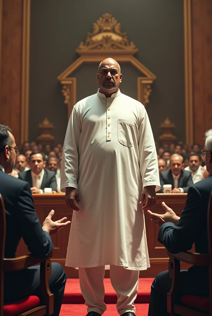 Standing Position Cirminal Political Leader Who Wear White Kurta And Opposition Leaders Sitting In Parlement Blaming Bad Accuse In Parlement Photo new