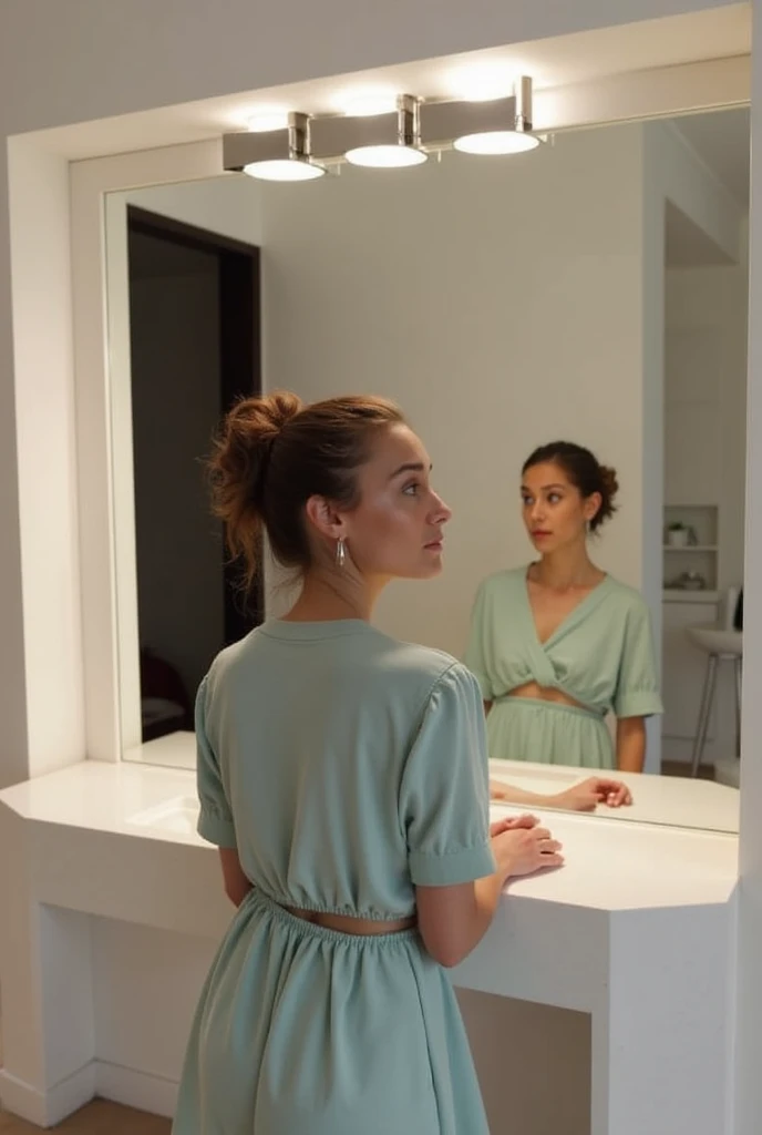 Beautiful woman with beautiful face looking ahead