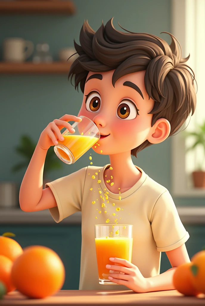 Create an animated alcohol spray by drinking orange juice 🍊