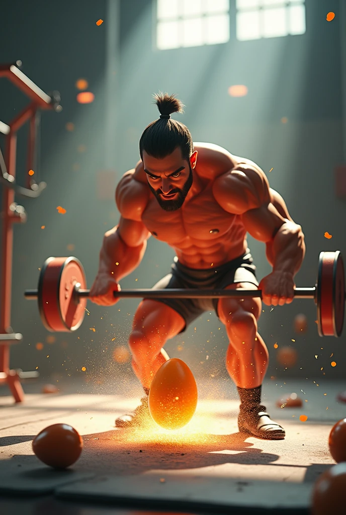 Egg breaking animated by a gym