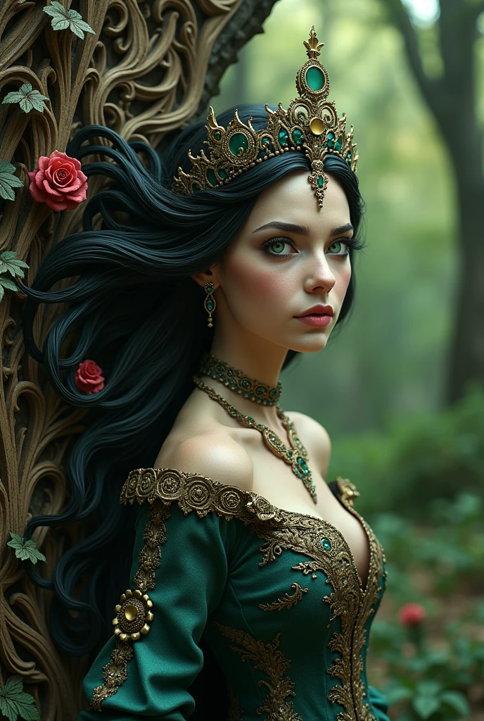 Cute Native victorian gothic aesthethic queen of forest intricate details insanely artwork Wooden painted, 3D effect ultra-detailed intricate insanely, Heart, museum room, green eyes, Carved in wood, painted with bright colors., indie film screencap, dramatic angle, , found footage, (steampunk), (cyberpunk aesthetic), (retrofuturism, atompunk), heroic proportions, wind blowing is hair, moonshine over beauty,