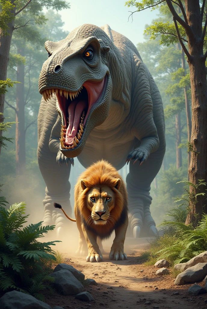 Lion hunt a trex