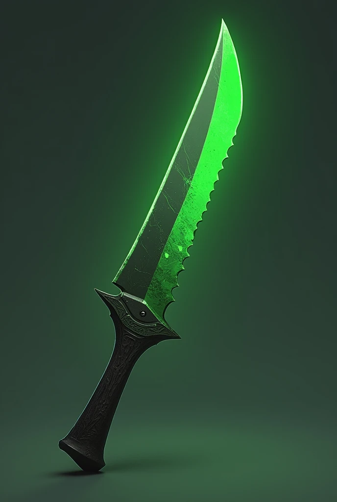 green machete, game art, game item, game weapon, digital art Single Game Texture. In-Game asset. 2d. Blank background. High contrast. No shadows.