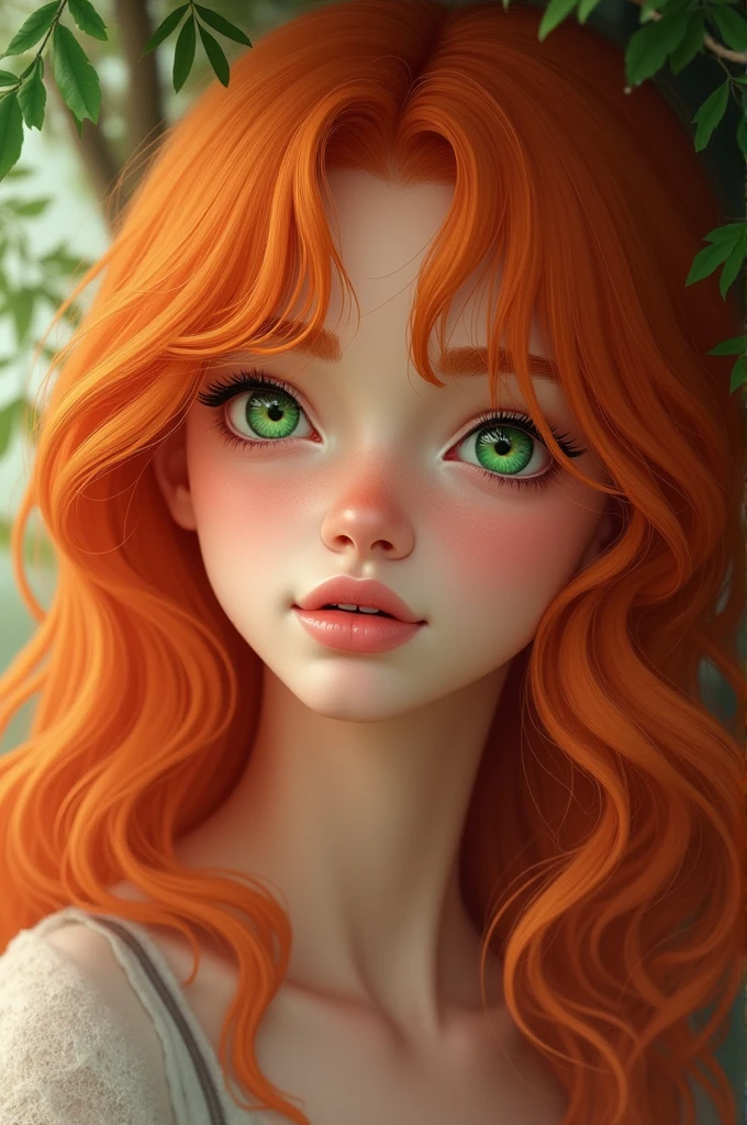 A pretty orange haired girl with green eyes