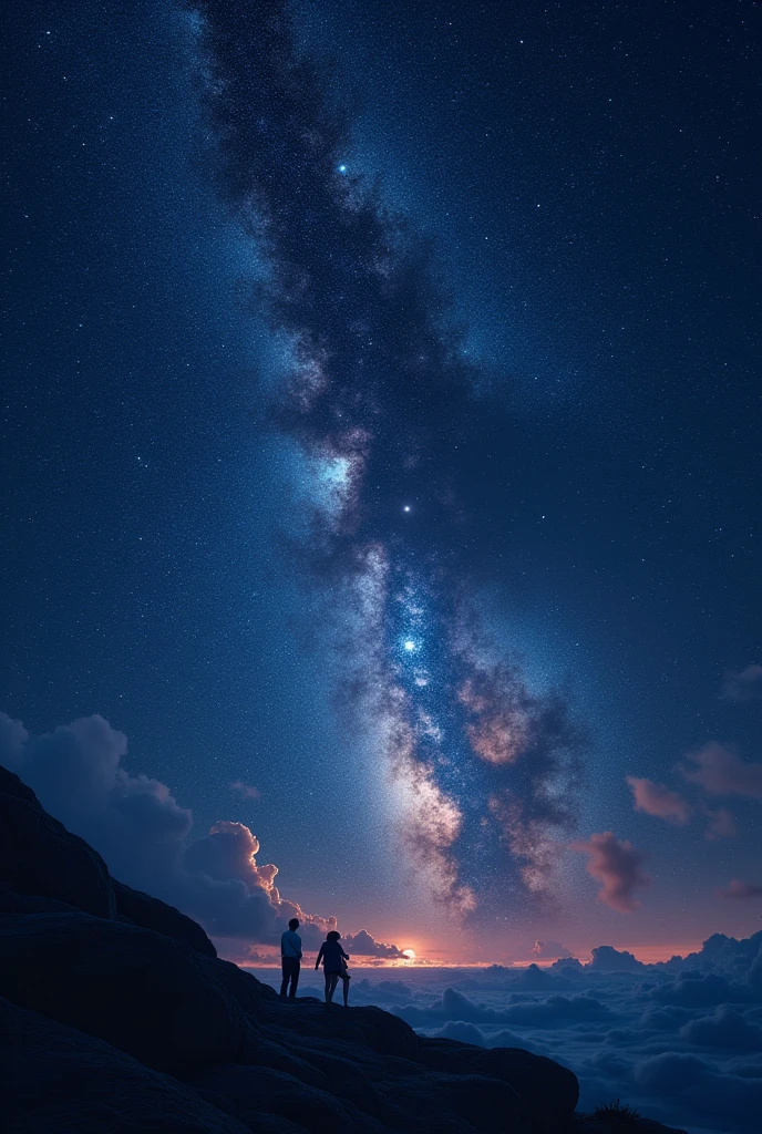 Real image of the starry sky with focus on the stars and a very beautiful image