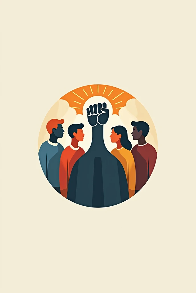 Please, make me a logo design for "Diverse Agora", It is a club for young people who talk about politics., Philosophy and current problems.be creative, Minimalist and symbolic. Have an Agora, a fist and young men and women