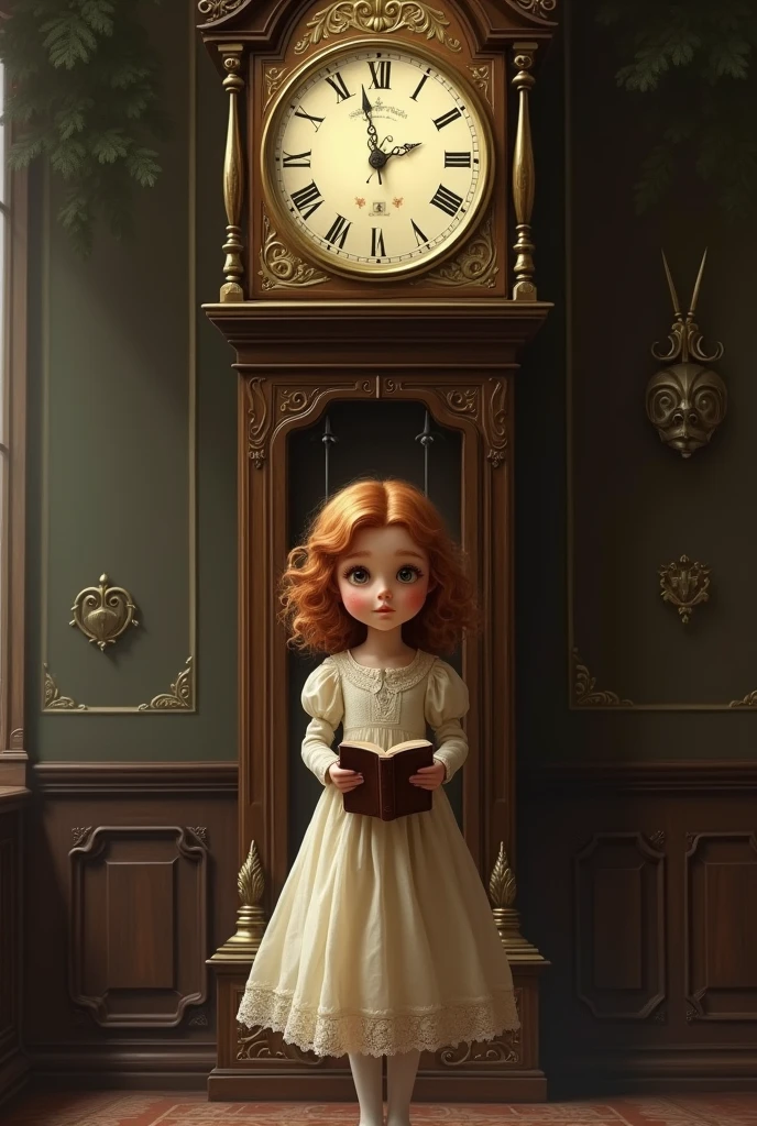 s generate a girl and a clock behind her