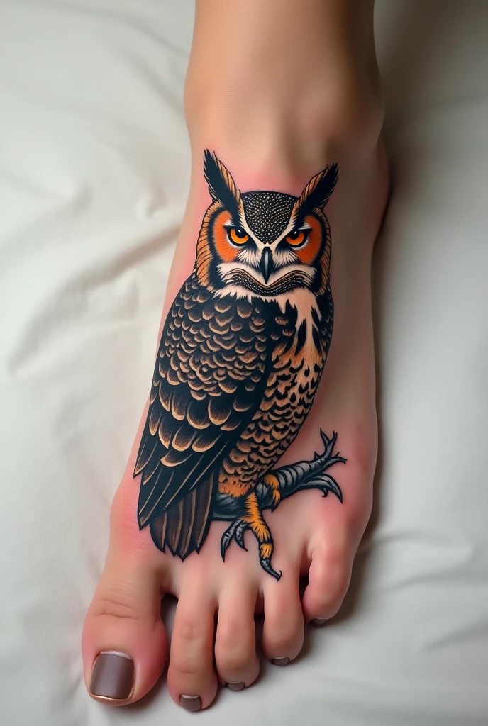 An owl tattoo design on rihht food