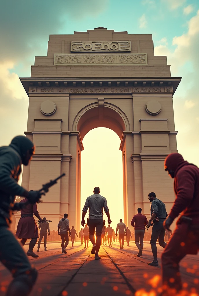 Make a India gate battle royal game thumbnail for you tube