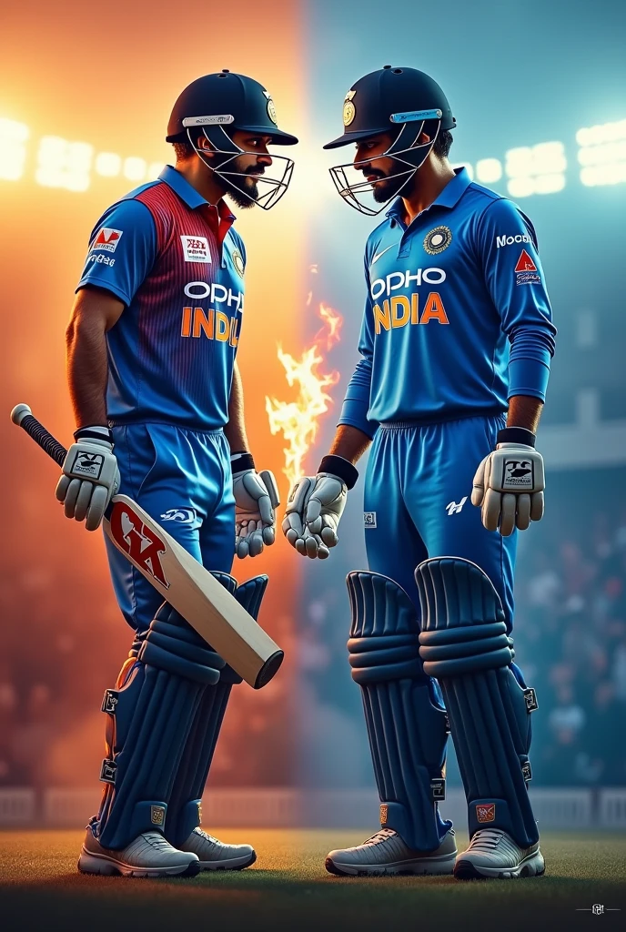 Make a thumbnail in which show Virat vs dhoni