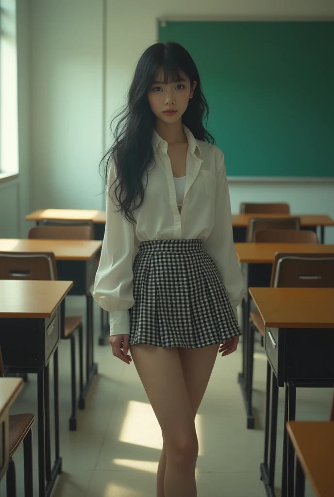 (((nffsw))), (((masutepiece))), (((8K))), (((hight resolution))), (((surrealism))), (((Cinematic lighting))), god rays, Zoom Layer, (((FULL BODYSHOT))), F/4.0, canon, Shiny skin,Detailed skin,Detailed face, Detailed eyes, The FW, Serious schoolgirl in Japan, Multiple guys raping schoolgirls, Desolate school, In an empty classroom, poneyTail, Torn white shirt, White bra visible, Gingham check miniskirt jumps up, White panties are visible, Scattered desks