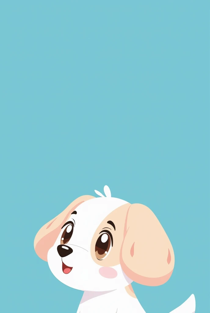 （The picture is simple and mostly blue solid background），Simple little cute dogs and cats  cartoon character picture below