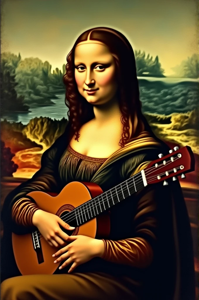 Do the Mona Lisa playing the guitar
