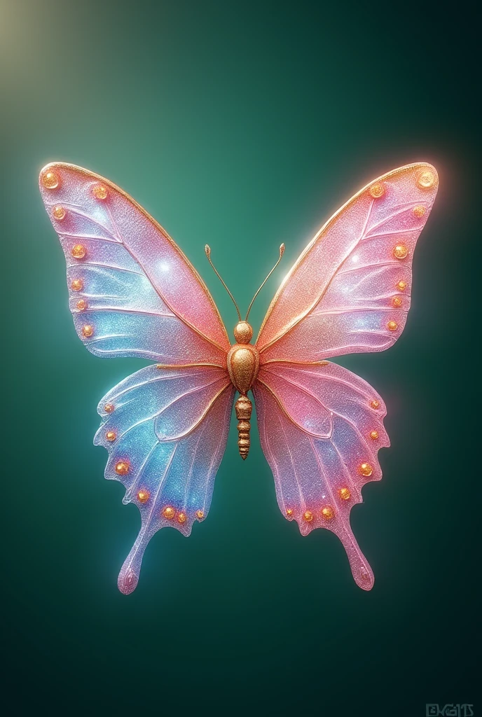  fantasy shining glitter butterfly pink blue silver gold on the green screen. 