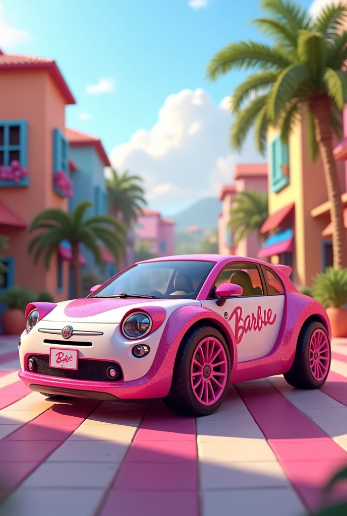 Create a Barbie car in a Fiat Mobi