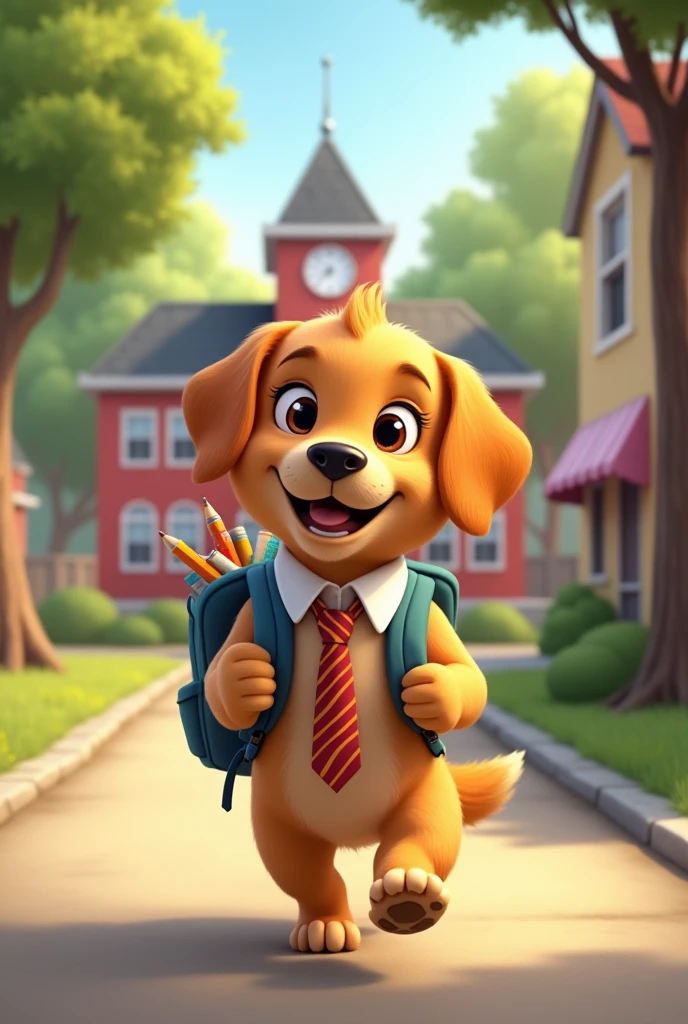 Dog going to school
