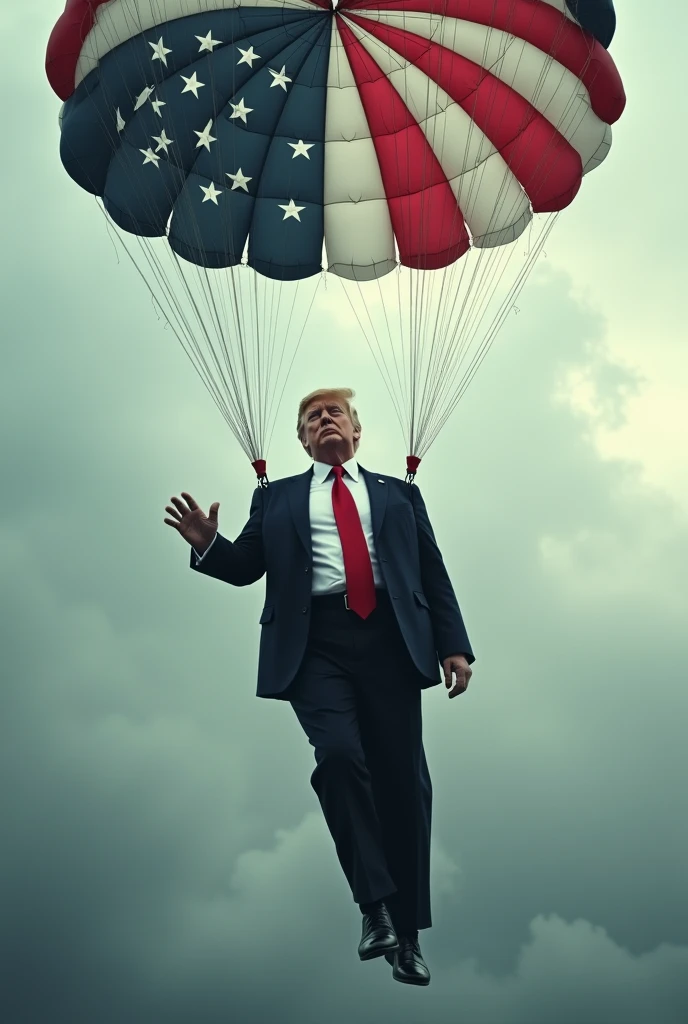 Donald Trump parachuting down