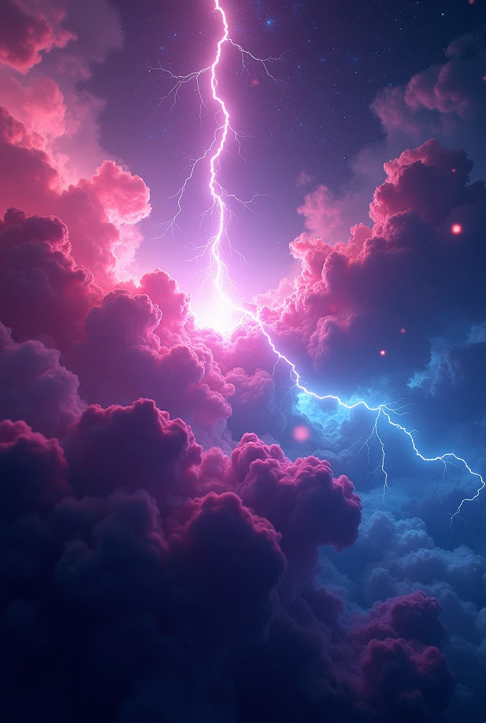 a plasma energy nebula neon-glowing on deep space cosmos colorful vibrant colours, powerful lightning bolts, strong light rays, lightning meteors raining, 8k, HD, highly detailed, intricate, ultra realistic, masterpiece, amazing, perfect, 16:9 ratio