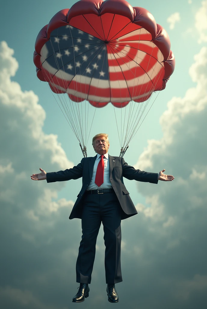 Donald Trump parachuting down