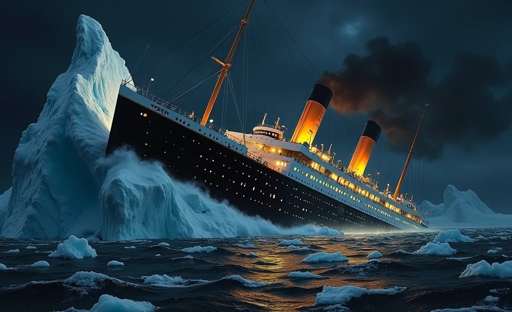ACCIDENT BETWEEN THE TITANIC AND AN ICEBERG IN THE FROZEN SEA