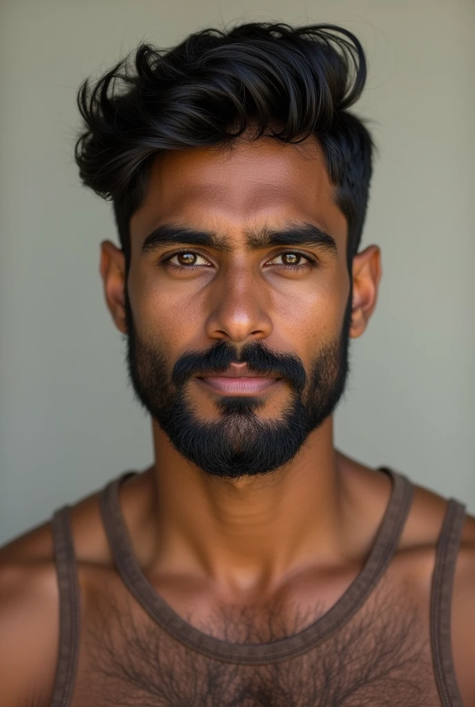 A cute 20 years old indian man , rough dry face skin , full body view, black short beard, short hair
