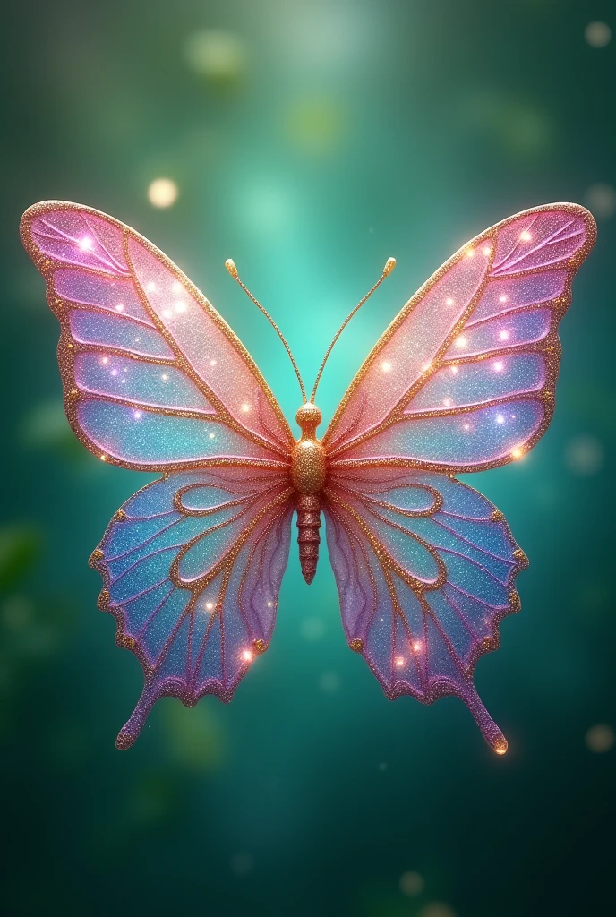  fantasy shining glitter butterfly pink blue silver gold on the green screen. 