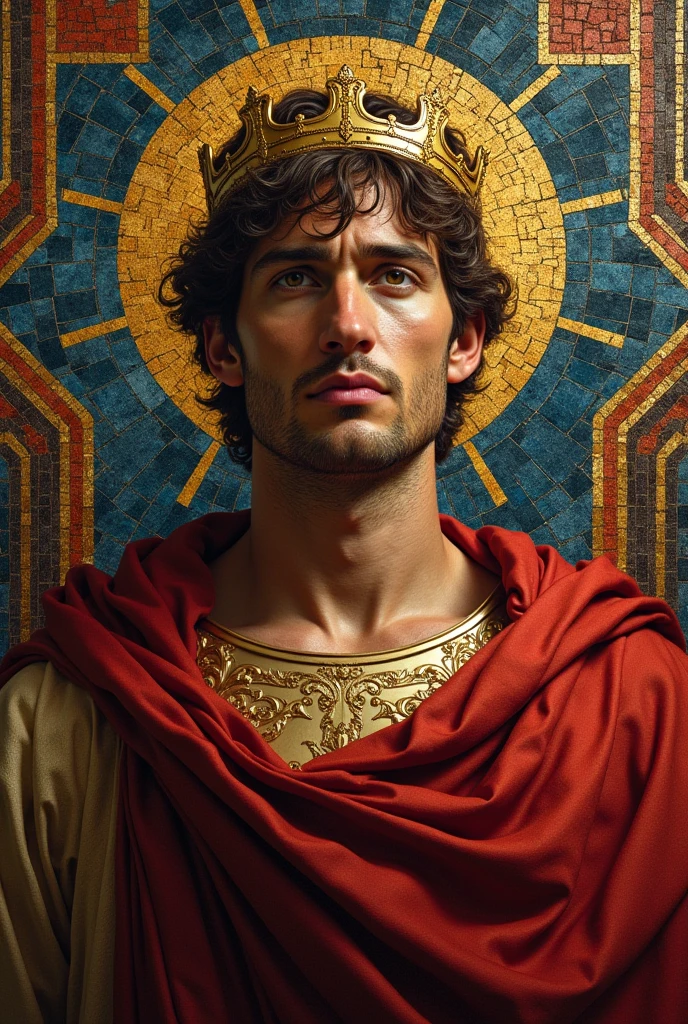 Portrait of Emperor Constantine, or a Roman mosaic depicting conversion to Christianity.