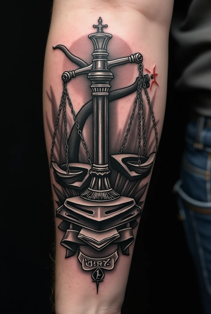 A tattoo alluding to criminal law, which was the career of my father who just passed away