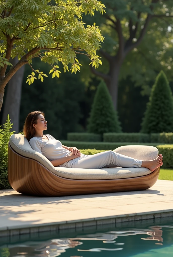 rounded bench with space to lie down