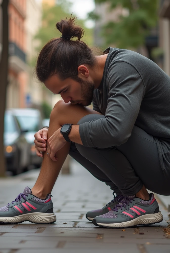 Man licking girl's sneakers