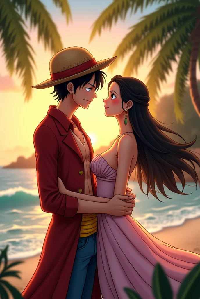 luffy with hancock romatic moment i said boa hancock not nami