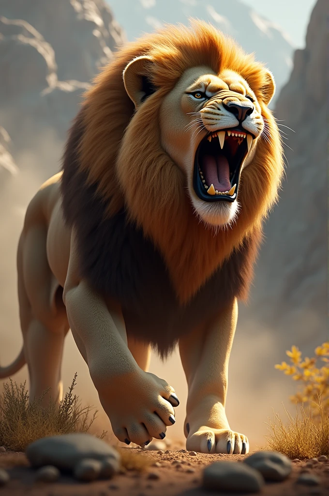 Lion roaring 