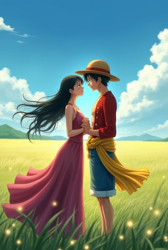 luffy with hancock romatic moment i said boa hancock not nami kissing each other in plains