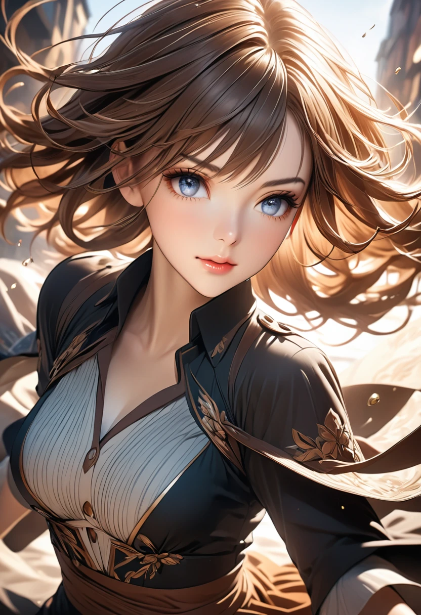 Captivating mid-chest, Dynamic Shot, Brown hair, Beautiful face