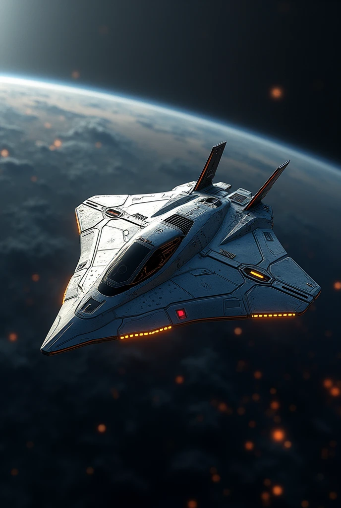 Manta ray-like spacecraft design with delta-down metal wings, plastic, Its design has a beautiful, Delta wings outlined curved downwards in a futuristic 12K manner, Futuristic design in the style of Star Wars and Star Trek