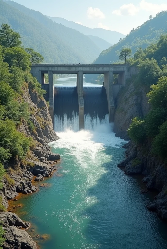 The dam cannot be inside the stream, only next door, with small water capture from within the source, and place spillway, monge, to regulate the height of the water in the flood area, 