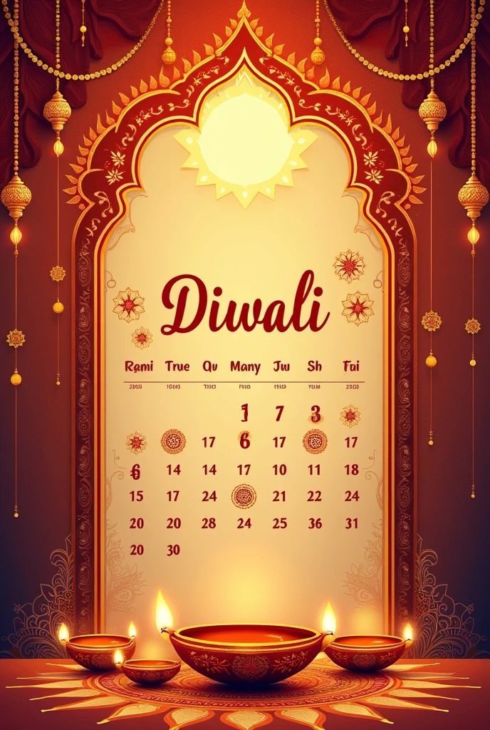 Diwali front page layout Calender unique
