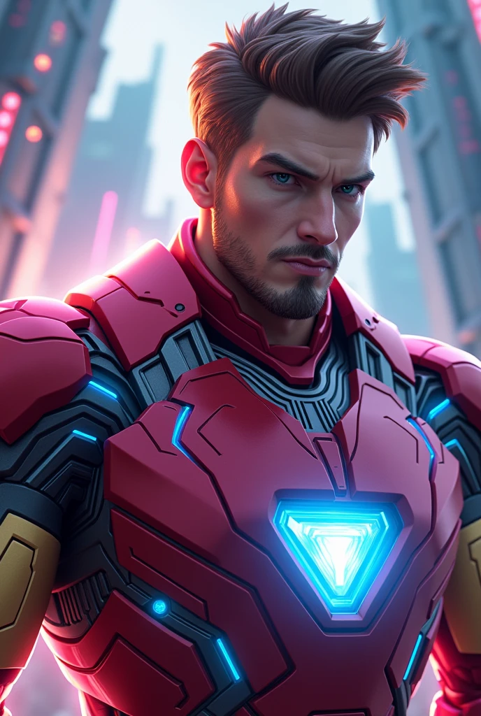 Iron man suit for MLBB's Xavier while showing face